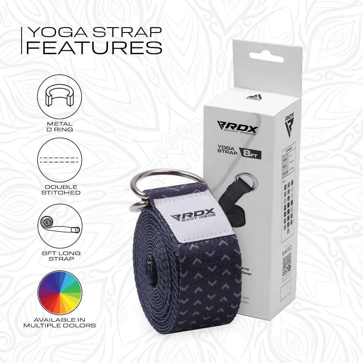 RDX F15 Cinghie Yoga In Cotone Antiscivolo Con Fibbia Ad Anello A D In Acciaio Antiruggine - Image 8