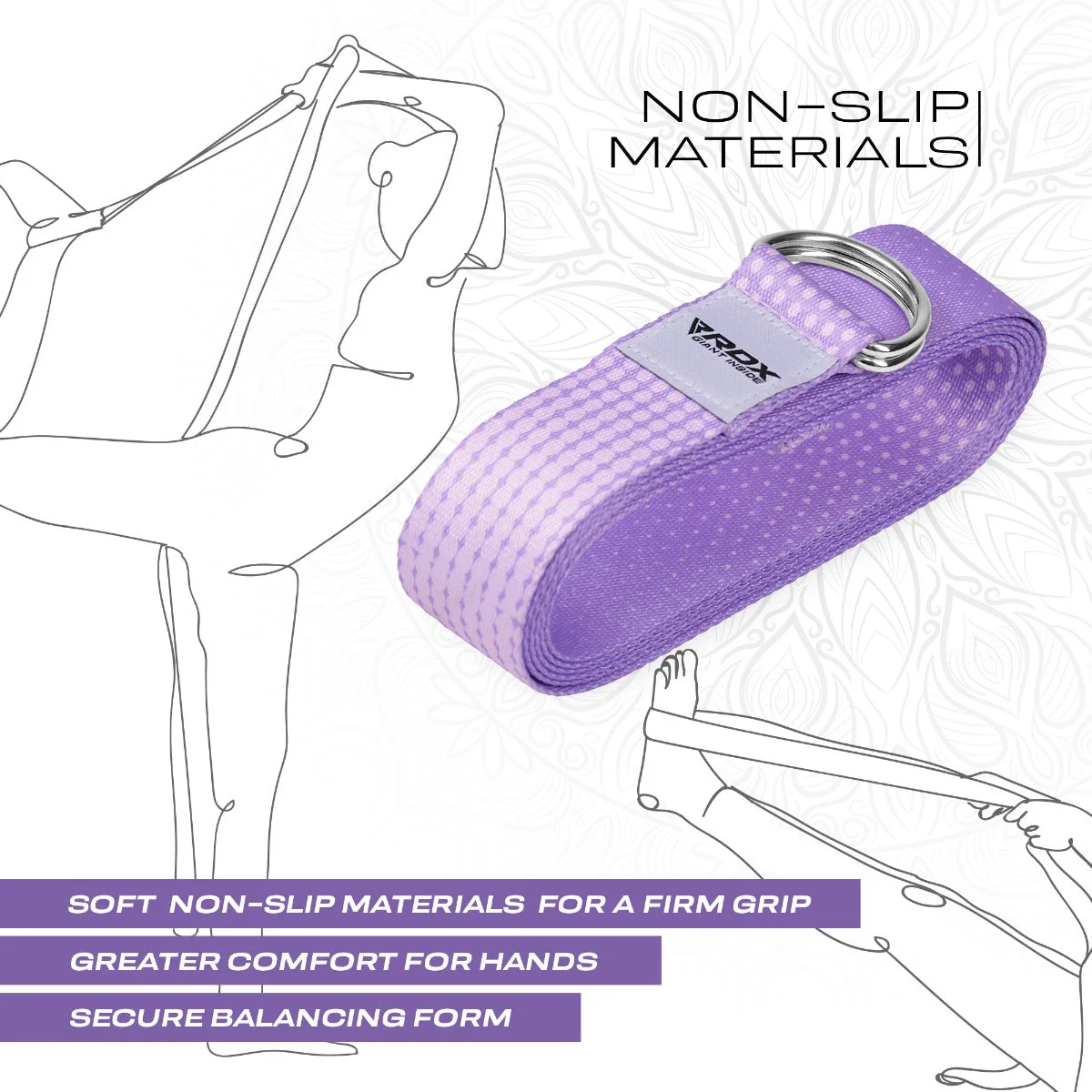 RDX F21 Cinghie Yoga In Cotone Antiscivolo Con Fibbia Ad Anello A D In Acciaio Antiruggine - Image 5
