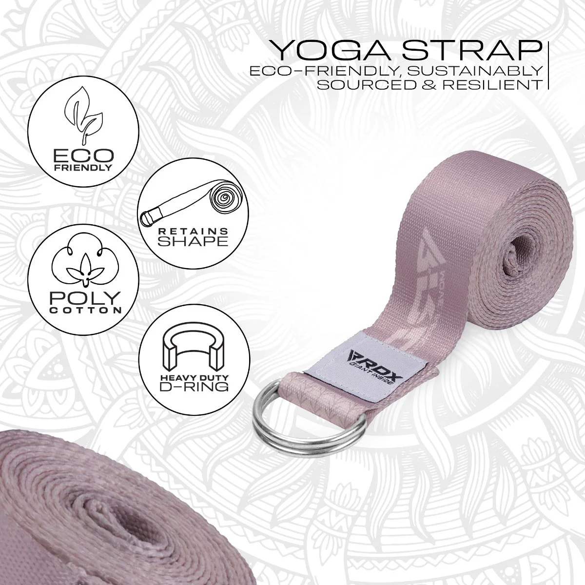 RDX F22 Cinghie Yoga In Cotone Antiscivolo Con Fibbia Ad Anello A D In Acciaio Antiruggine - Image 2