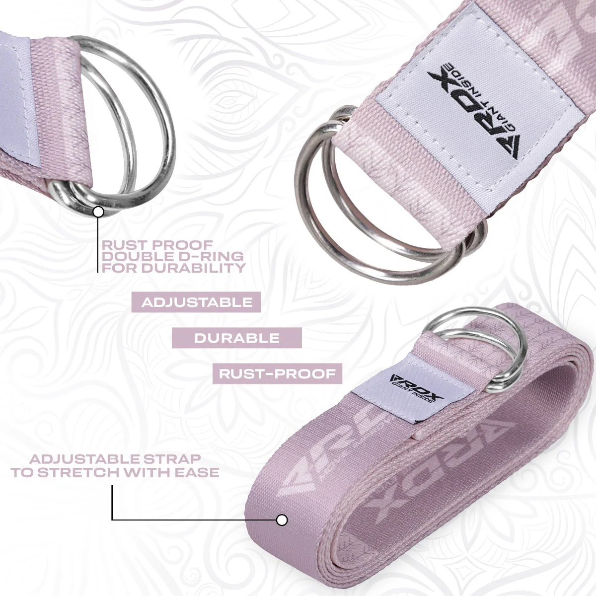 RDX F22 Cinghie Yoga In Cotone Antiscivolo Con Fibbia Ad Anello A D In Acciaio Antiruggine - Image 4