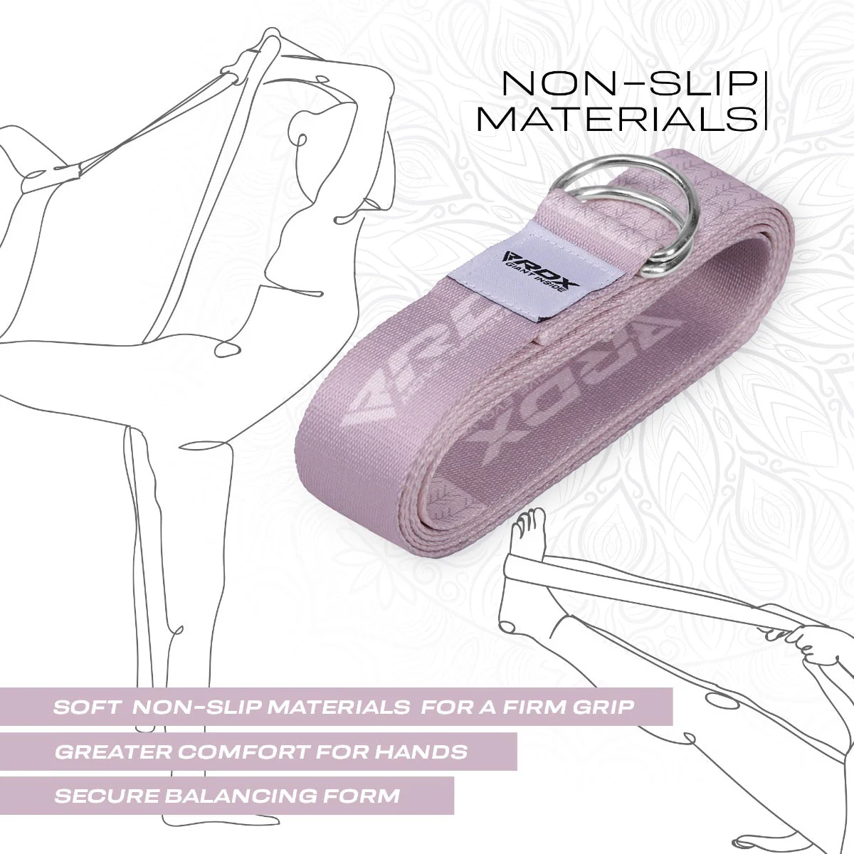 RDX F22 Cinghie Yoga In Cotone Antiscivolo Con Fibbia Ad Anello A D In Acciaio Antiruggine - Image 5