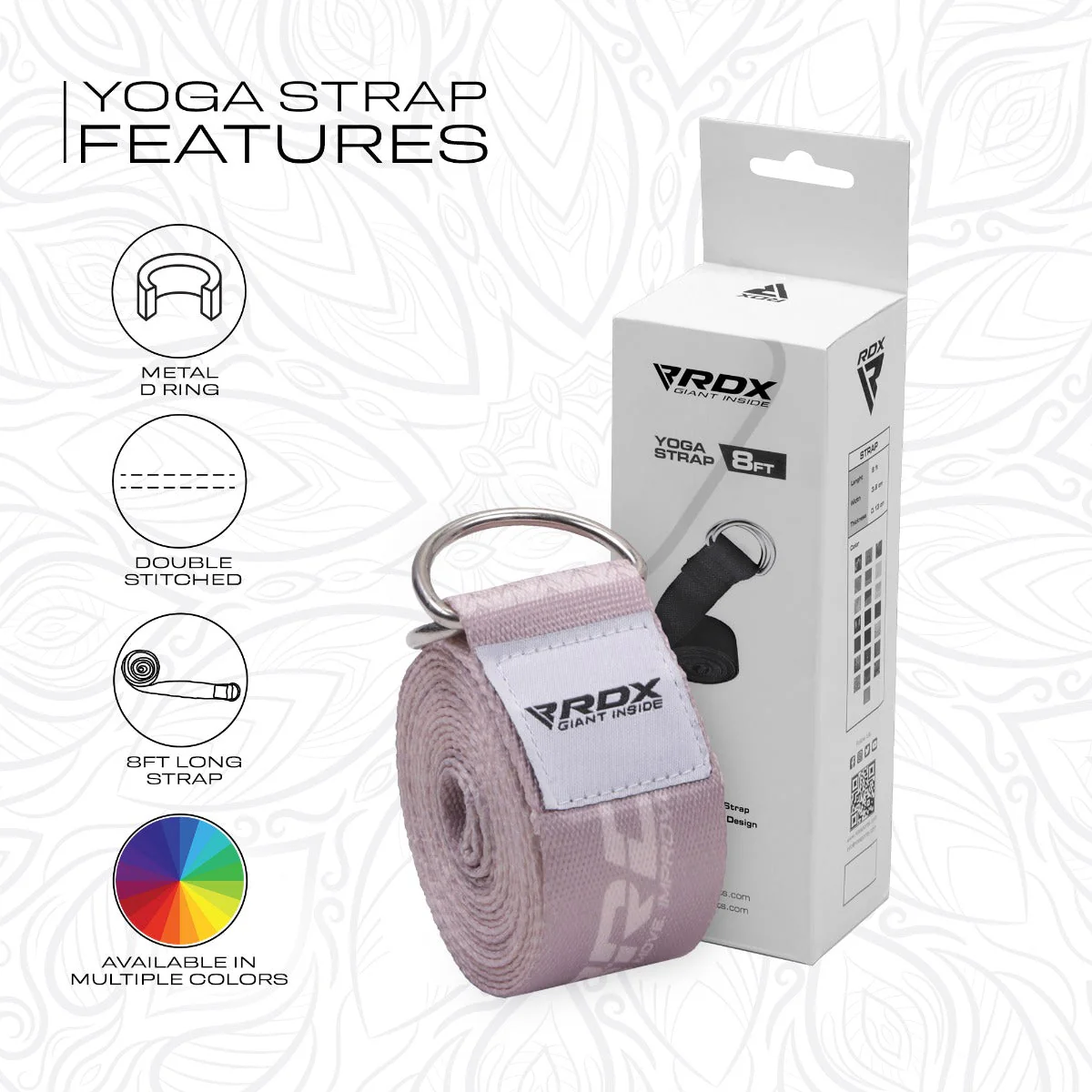 RDX F22 Cinghie Yoga In Cotone Antiscivolo Con Fibbia Ad Anello A D In Acciaio Antiruggine - Image 7