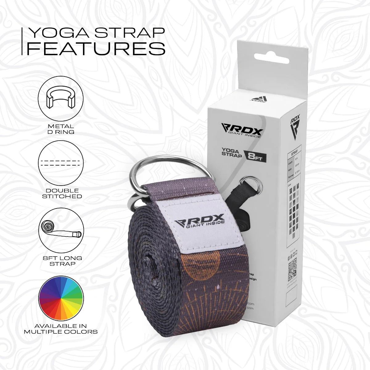 RDX F4 Cinghie Yoga In Cotone Antiscivolo Con Fibbia Ad Anello A D In Acciaio Antiruggine - Image 7