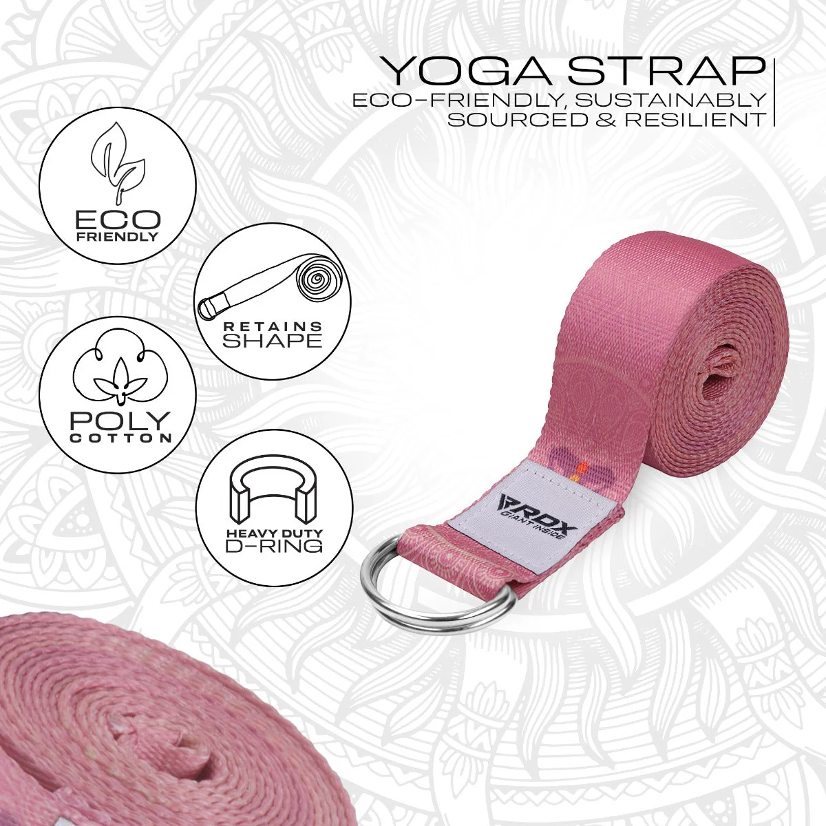 RDX F5 Cinghie Yoga In Cotone Antiscivolo Con Fibbia Ad Anello A D In Acciaio Antiruggine - Image 2