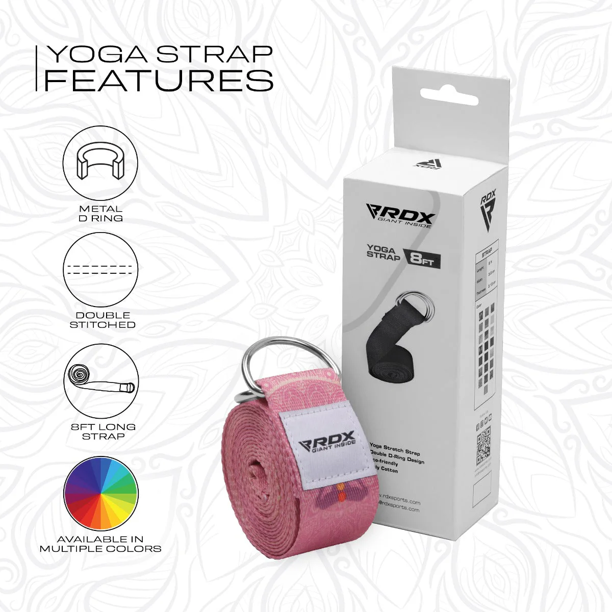 RDX F5 Cinghie Yoga In Cotone Antiscivolo Con Fibbia Ad Anello A D In Acciaio Antiruggine - Image 7