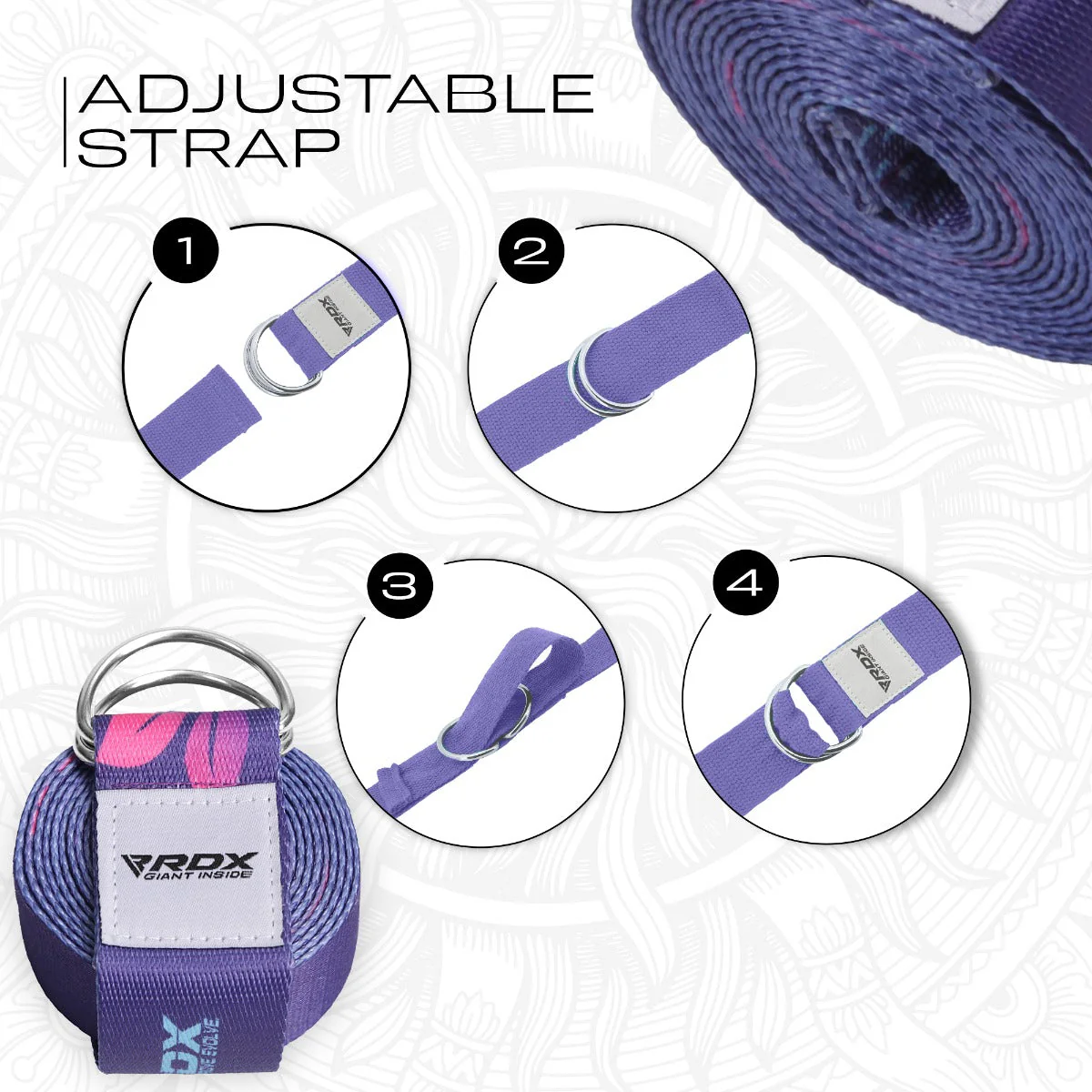 RDX F6 Cinghie Yoga In Cotone Antiscivolo Con Fibbia Ad Anello A D In Acciaio Antiruggine - Image 6