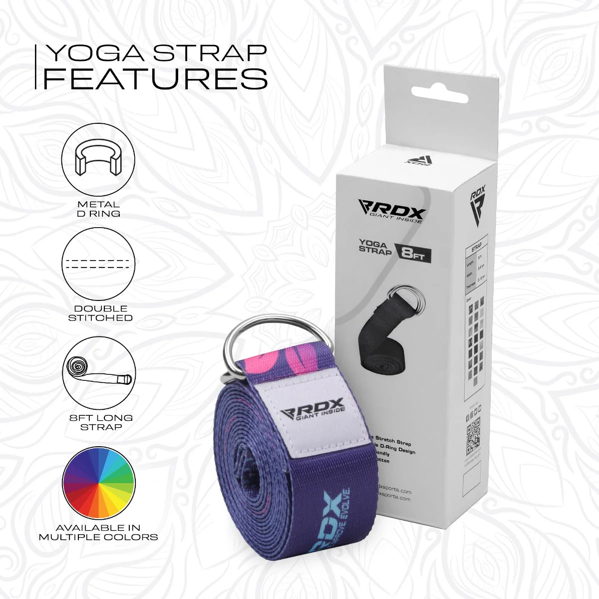 RDX F6 Cinghie Yoga In Cotone Antiscivolo Con Fibbia Ad Anello A D In Acciaio Antiruggine - Image 7