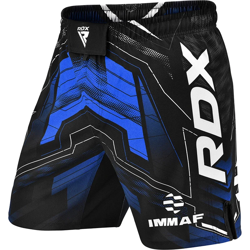 RDX IMMAF approvati Pantaloncini da combattimento e allenamento MMA Blu