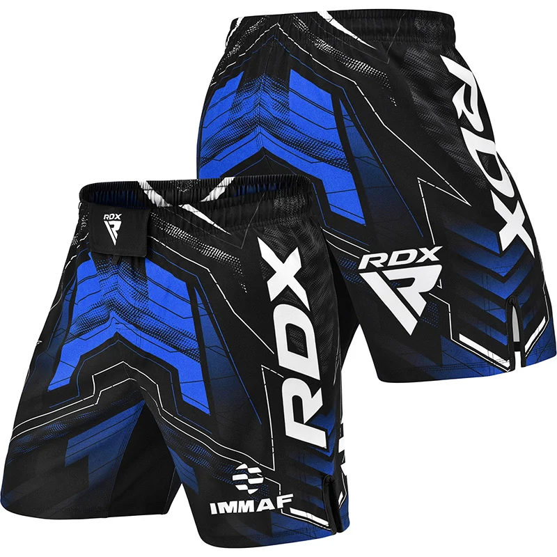RDX IMMAF approvati Pantaloncini da combattimento e allenamento MMA Blu - Image 4