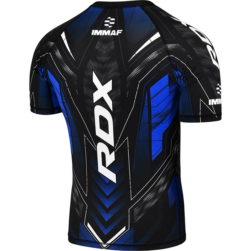 RDX IMMAF approvato Mezze Maniche Compressione Shirt Blu - Image 2