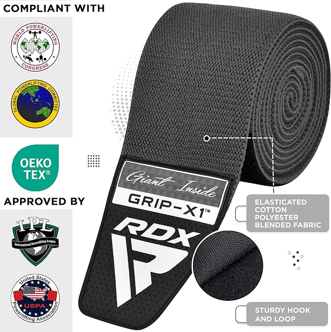 RDX K1 Bendaggi Elasticizzati A Compressione Del Ginocchio IPL & USPA Approvato - Image 12