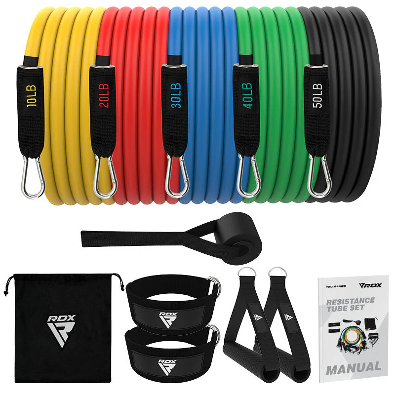 RDX L2 4-in-1 Per Impieghi Gravosi 10-50 Lbs Set di Bande di Tubi di Resistenza con Maniglie