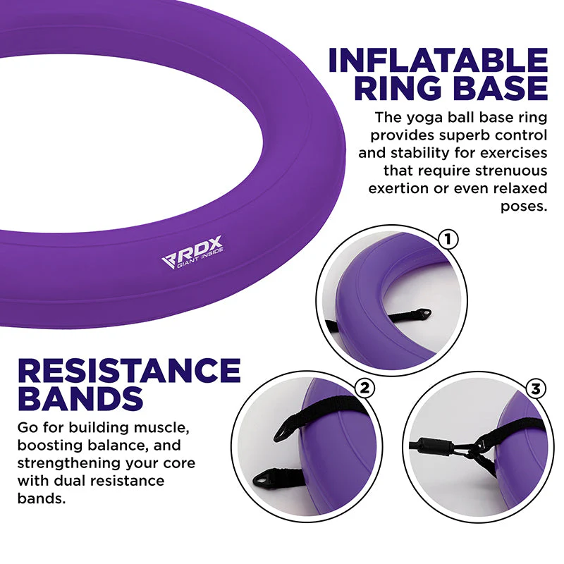 RDX B2 Palla Gonfiabile da Yoga con Base Antiscivolo, Tubi di Resistenza e Pompa D'aria - Image 11