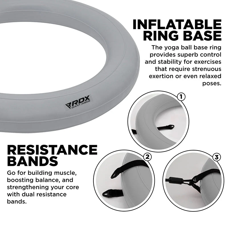RDX B2 Palla Gonfiabile da Yoga con Base Antiscivolo, Tubi di Resistenza e Pompa D'aria - Image 20