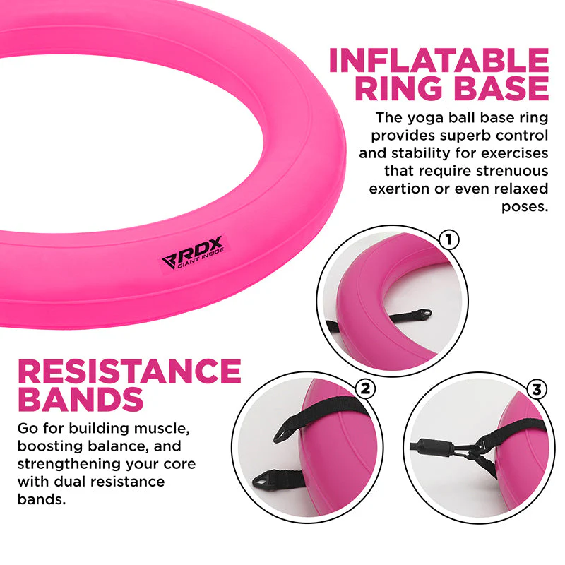 RDX B2 Palla Gonfiabile da Yoga con Base Antiscivolo, Tubi di Resistenza e Pompa D'aria - Image 24