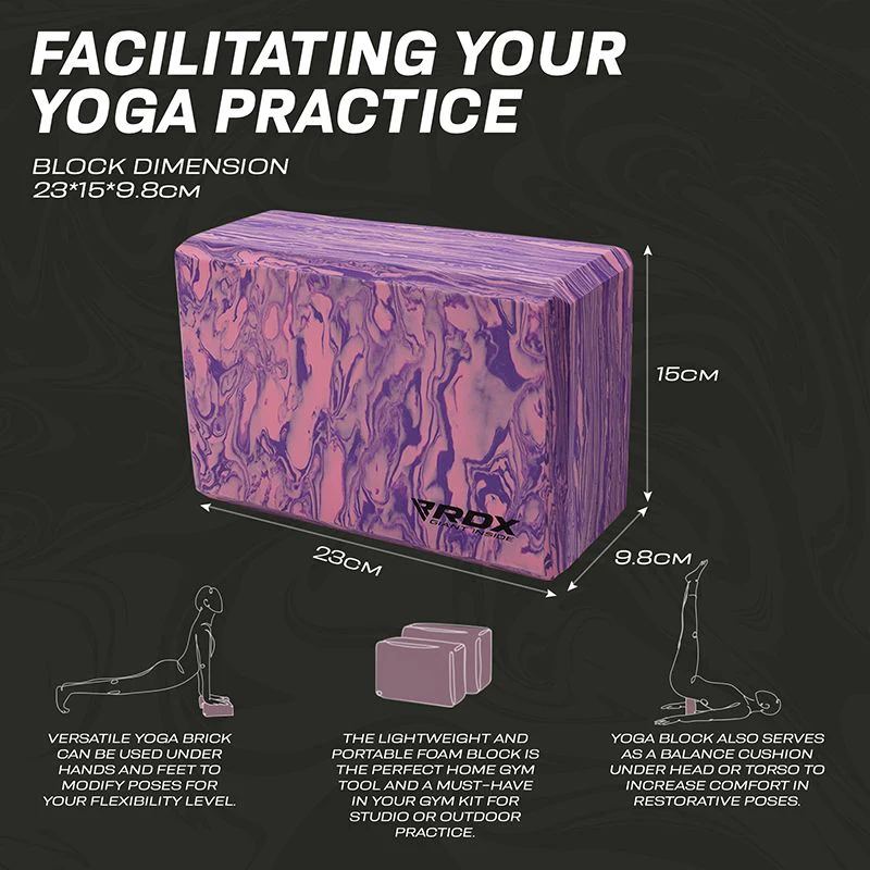 RDX PP Viola-Grigio Schiuma EVA Blocco Yoga in Mattone antiscivolo - Image 8