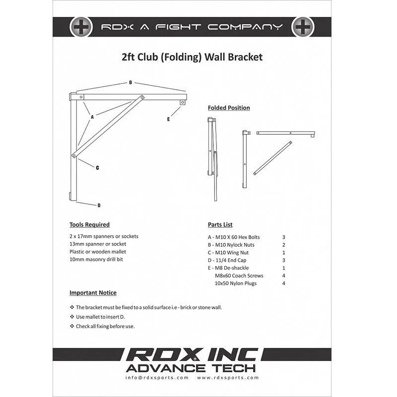 RDX X2W Staffa Da Parete Pieghevole - Image 2