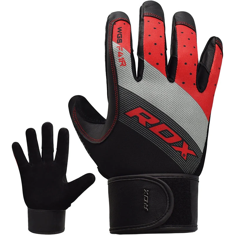 Guanti da palestra RDX F41 a dita intere con cinturino di sostegno per il polso, per sollevamento pesi pesanti - Image 4