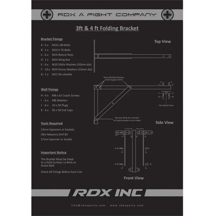 RDX X3 Staffa Da Parete Pieghevole Nera - Image 7