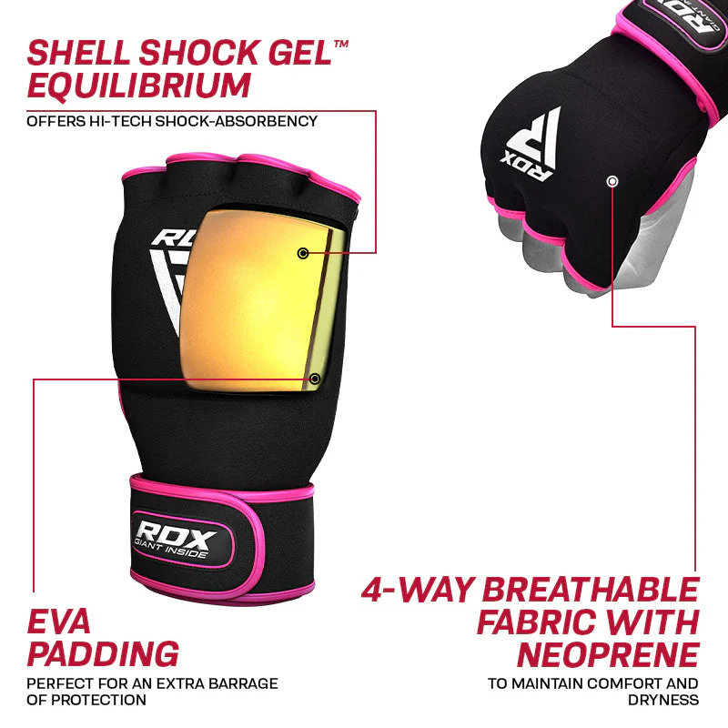 RDX X8 Guanti Da Boxe Rosa In Gel Interno Con Cinghia - Image 2