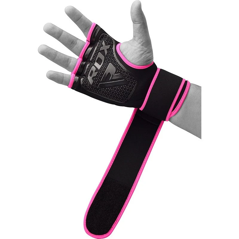 RDX X8 Guanti Da Boxe Rosa In Gel Interno Con Cinghia - Image 3