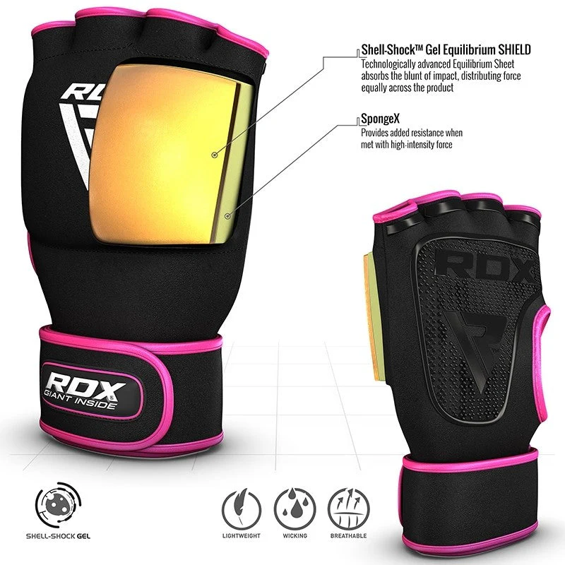 RDX X8 Guanti Da Boxe Rosa In Gel Interno Con Cinghia - Image 4